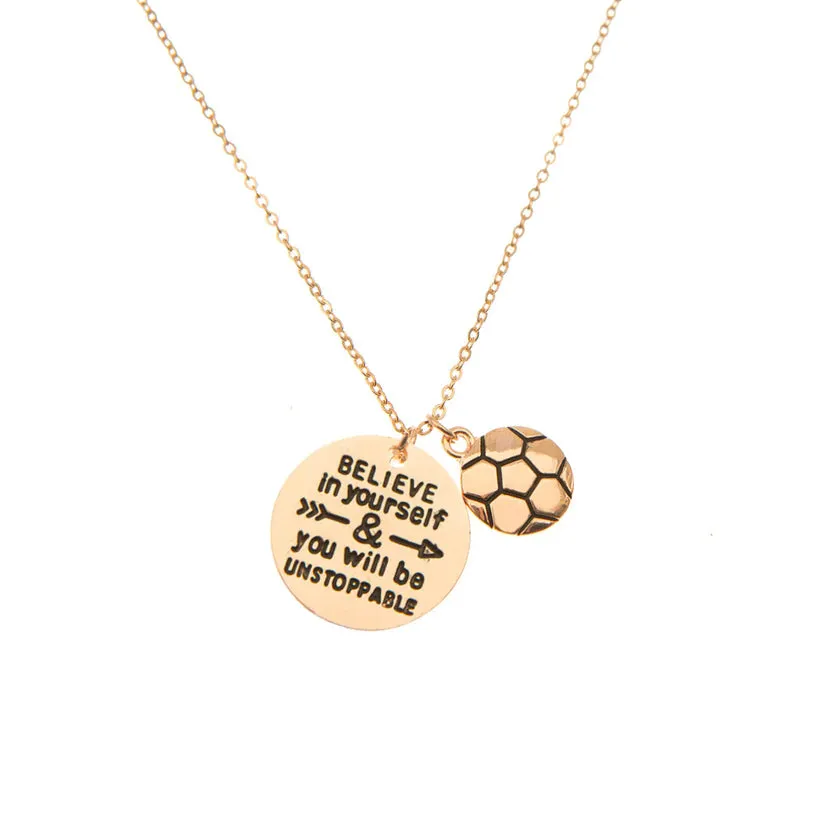 Soccer Necklace - Believe In Yourself and You Will Be Unstoppable