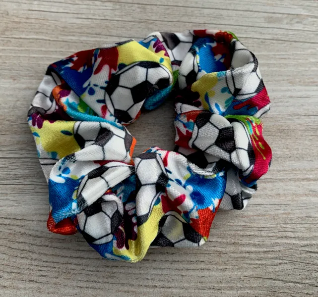 Soccer Premium Velvet Scrunchie - Colorful