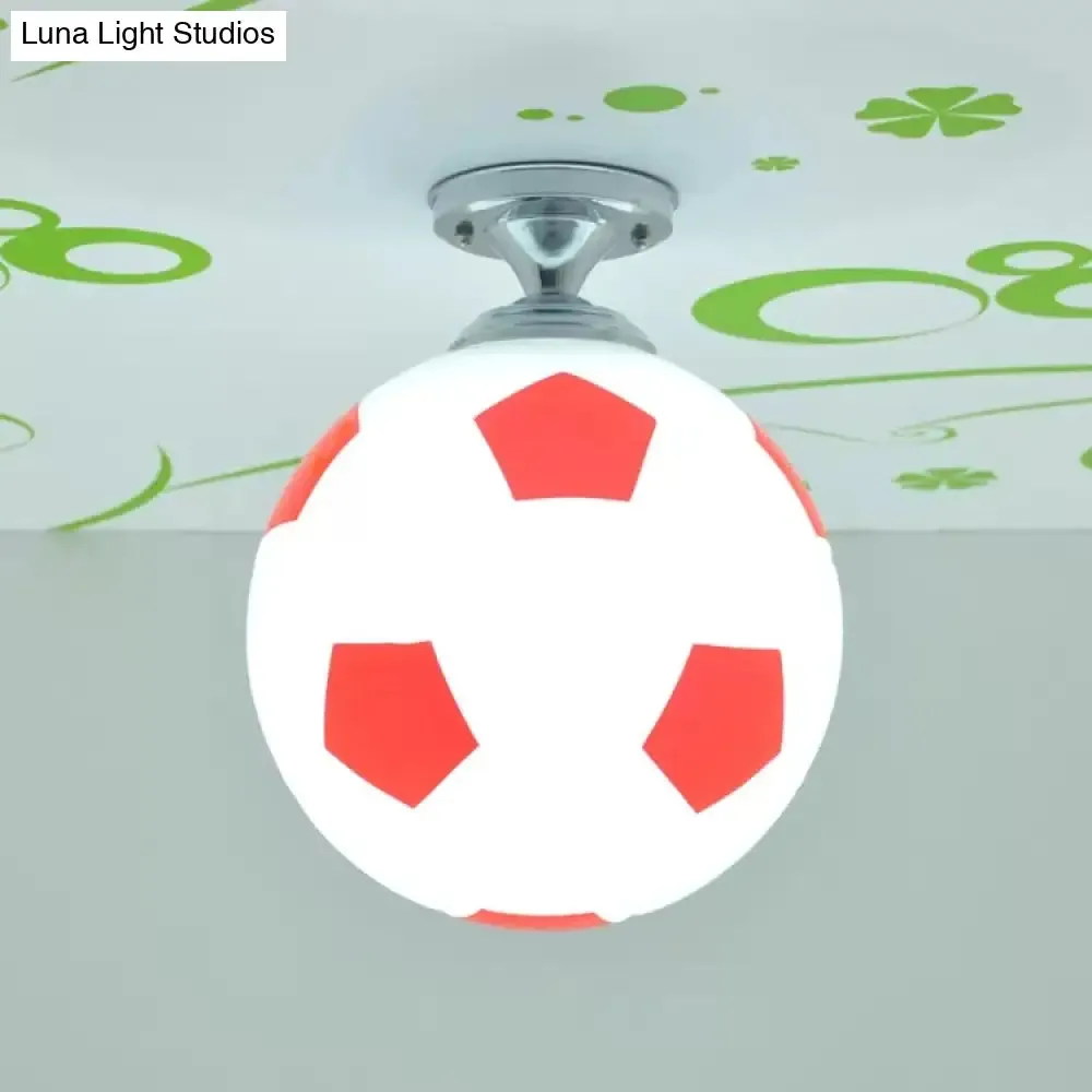 Soccer Shape Boys Bedroom Ceiling Light Fixture - Acrylic Sport Style Mount