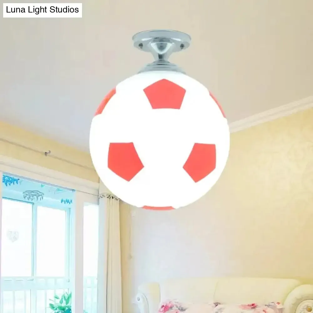 Soccer Shape Boys Bedroom Ceiling Light Fixture - Acrylic Sport Style Mount