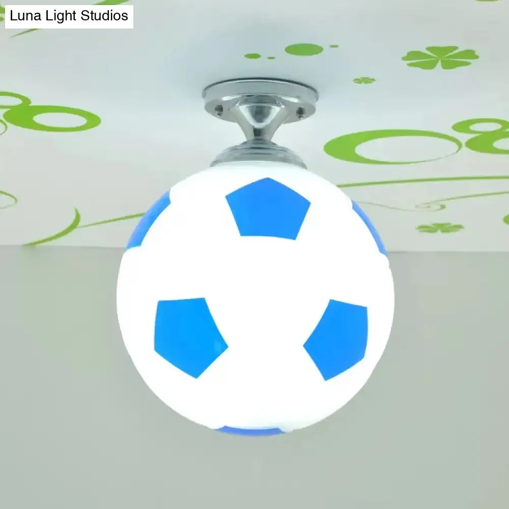 Soccer Shape Boys Bedroom Ceiling Light Fixture - Acrylic Sport Style Mount