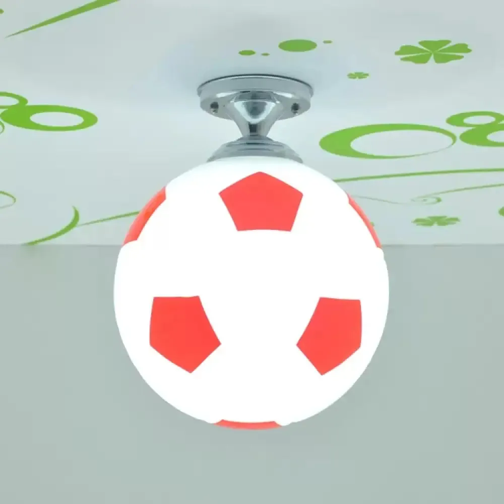 Soccer Shape Boys Bedroom Ceiling Light Fixture - Acrylic Sport Style Mount