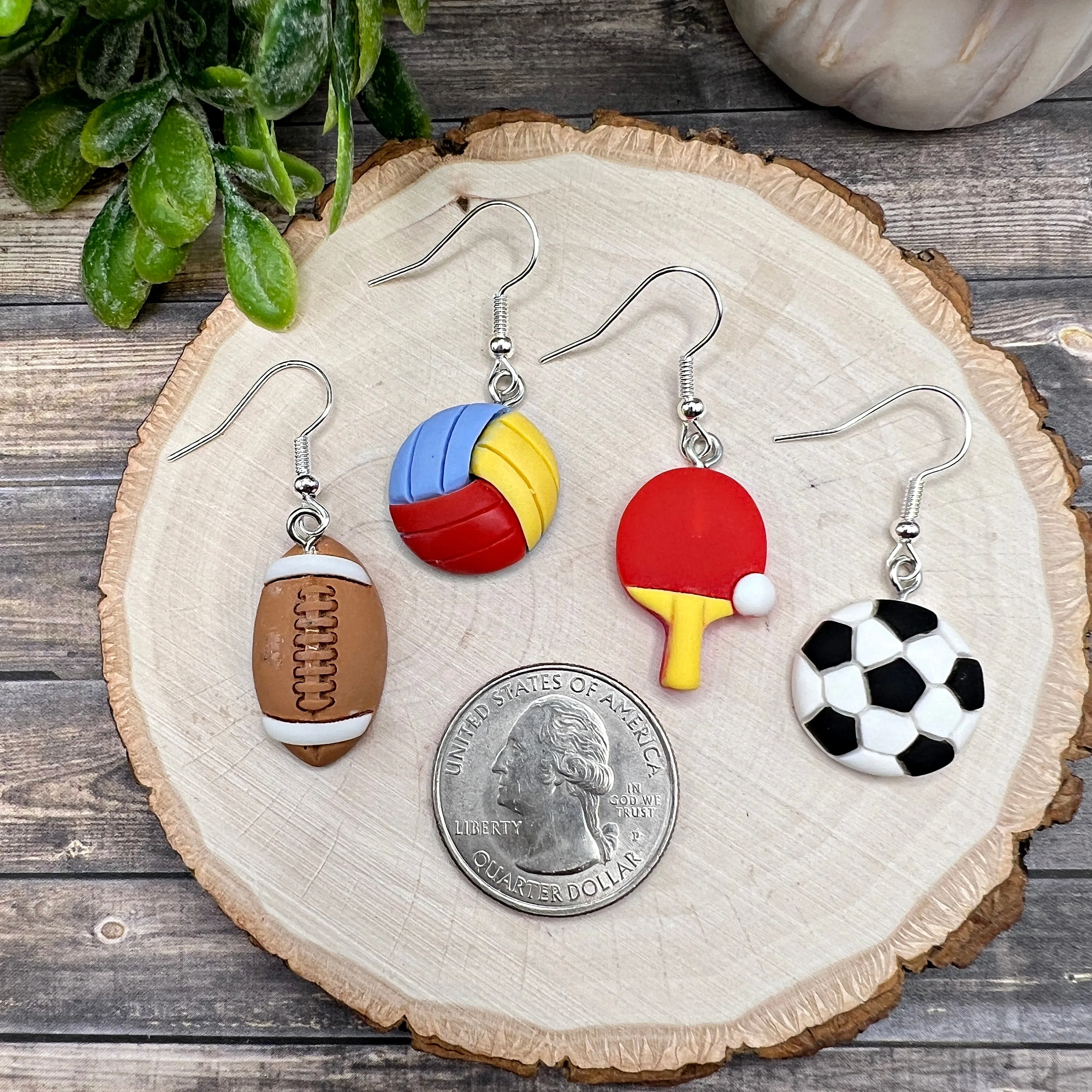 Sports Ball Soccer Football Ping Pong Table Tennis Volleyball Lightweight Resin  Earrings, Hypoallergenic Gift