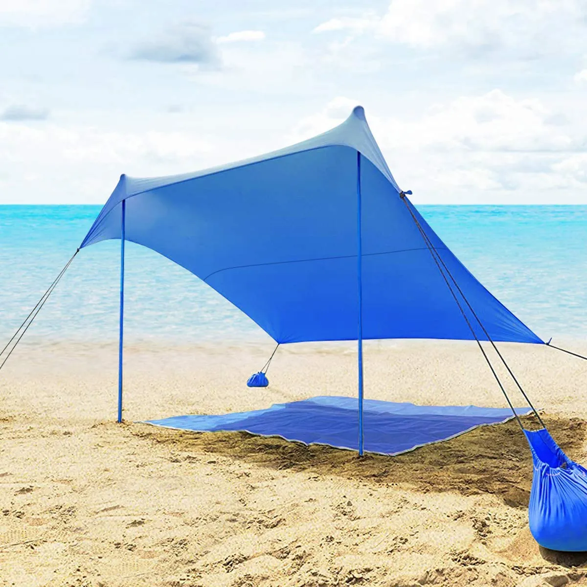 Tangkula Family Beach Sunshade, UPF50  Sun Shade Tent with Aluminum Poles