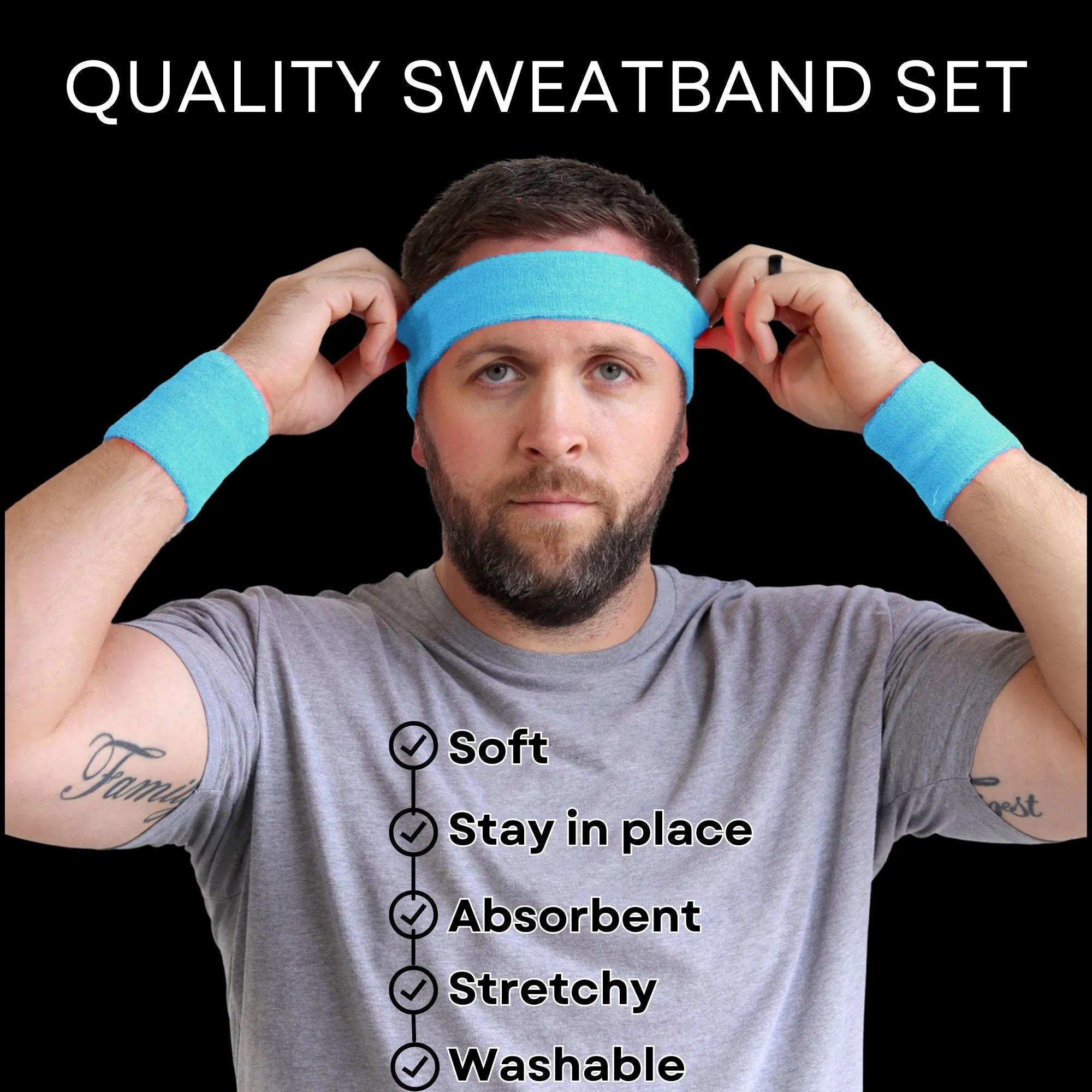 Teal Sweatband Set