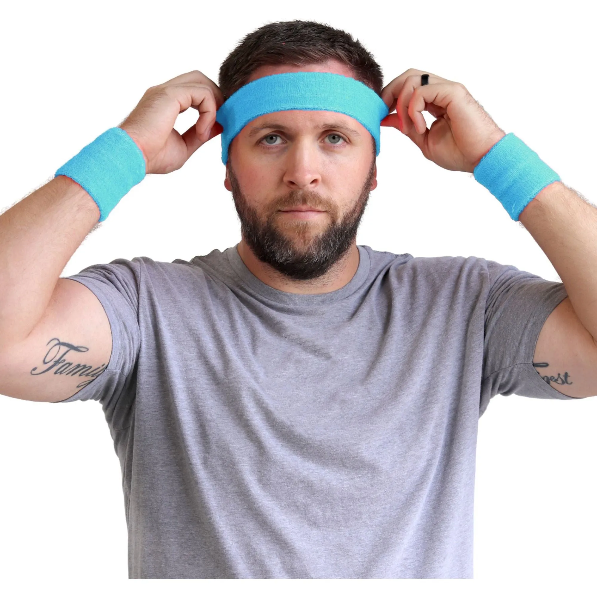 Teal Sweatband Set