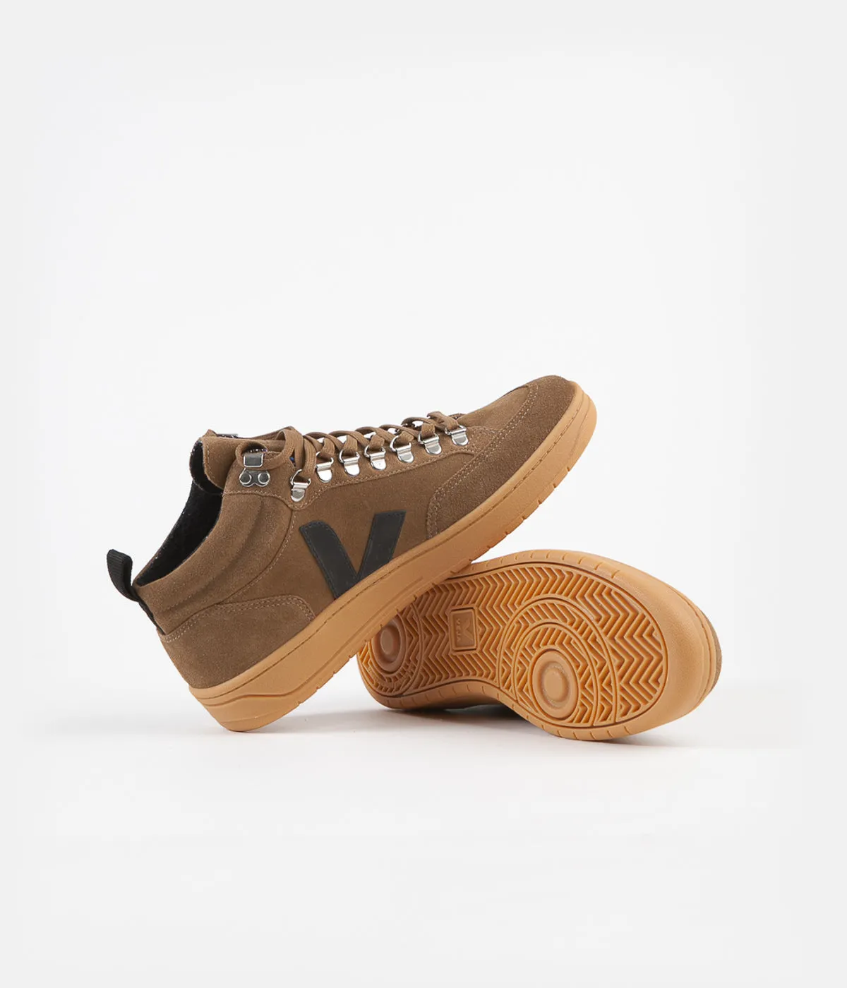 Veja Womens Roraima Suede Shoes - Brown / Black / Gum Sole