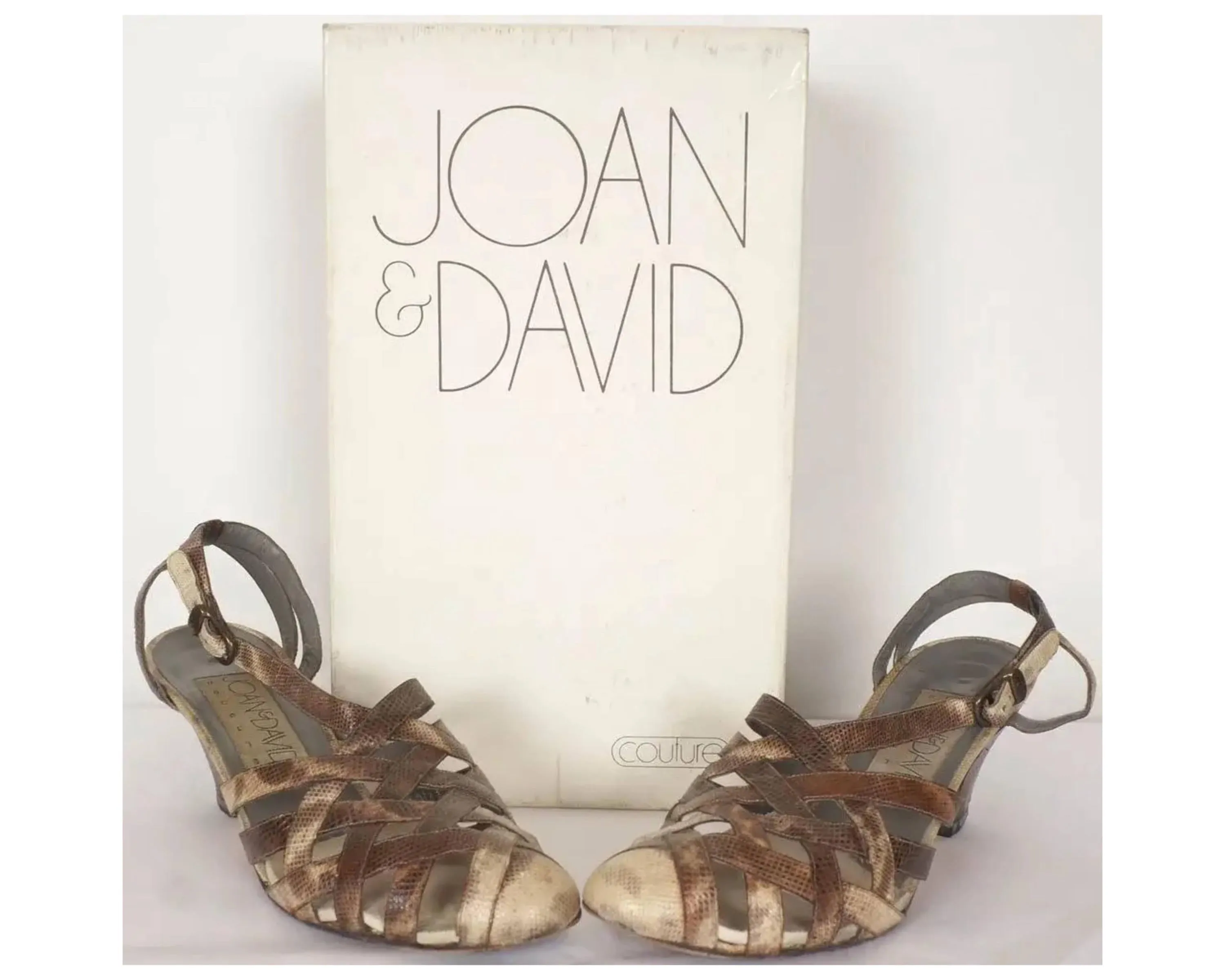 Vintage 1980s Joan & David Couture Shoes Sandals Hand Made in Italy Size 7 with Box