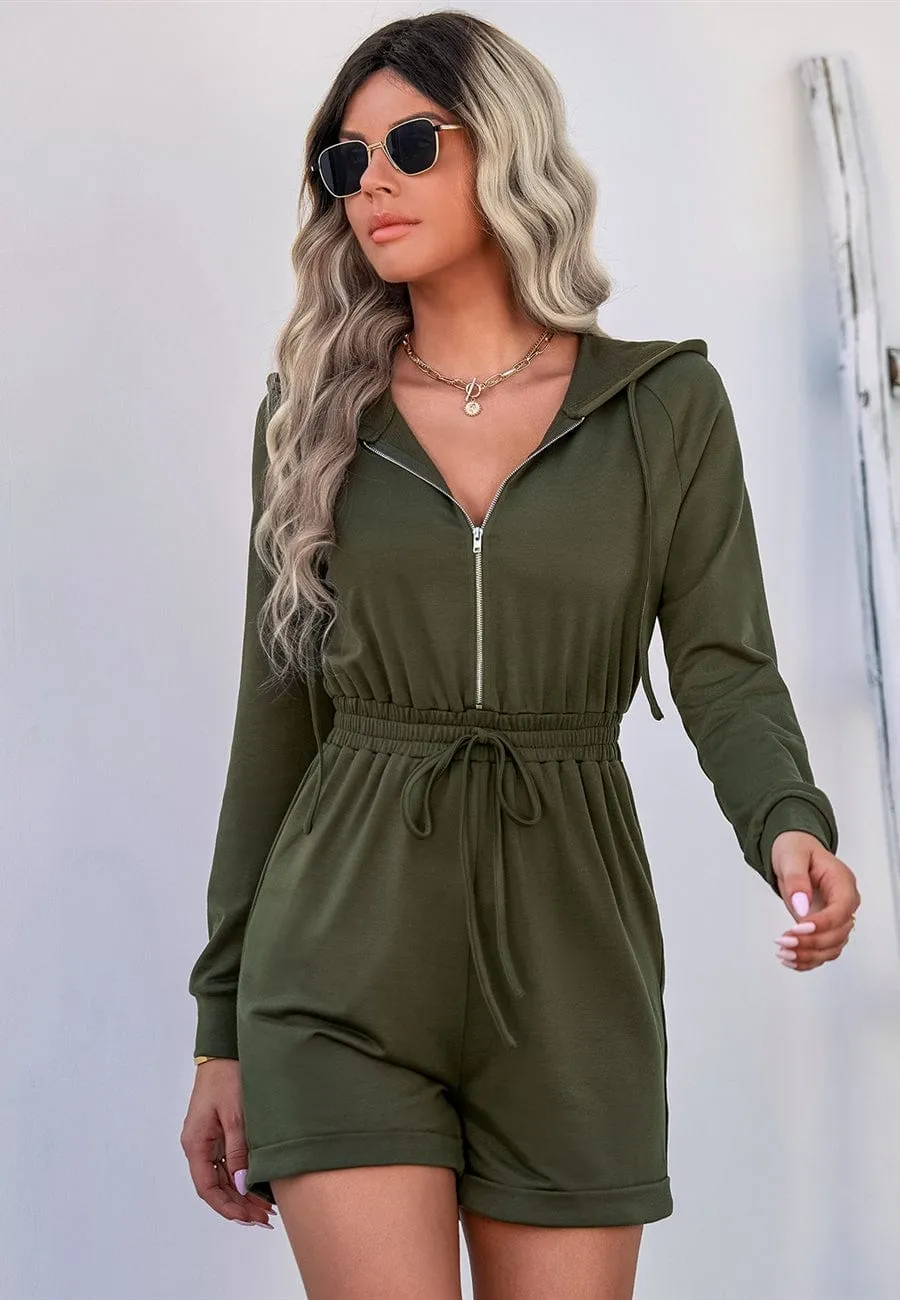 Zip-Up Hooded Playsuit