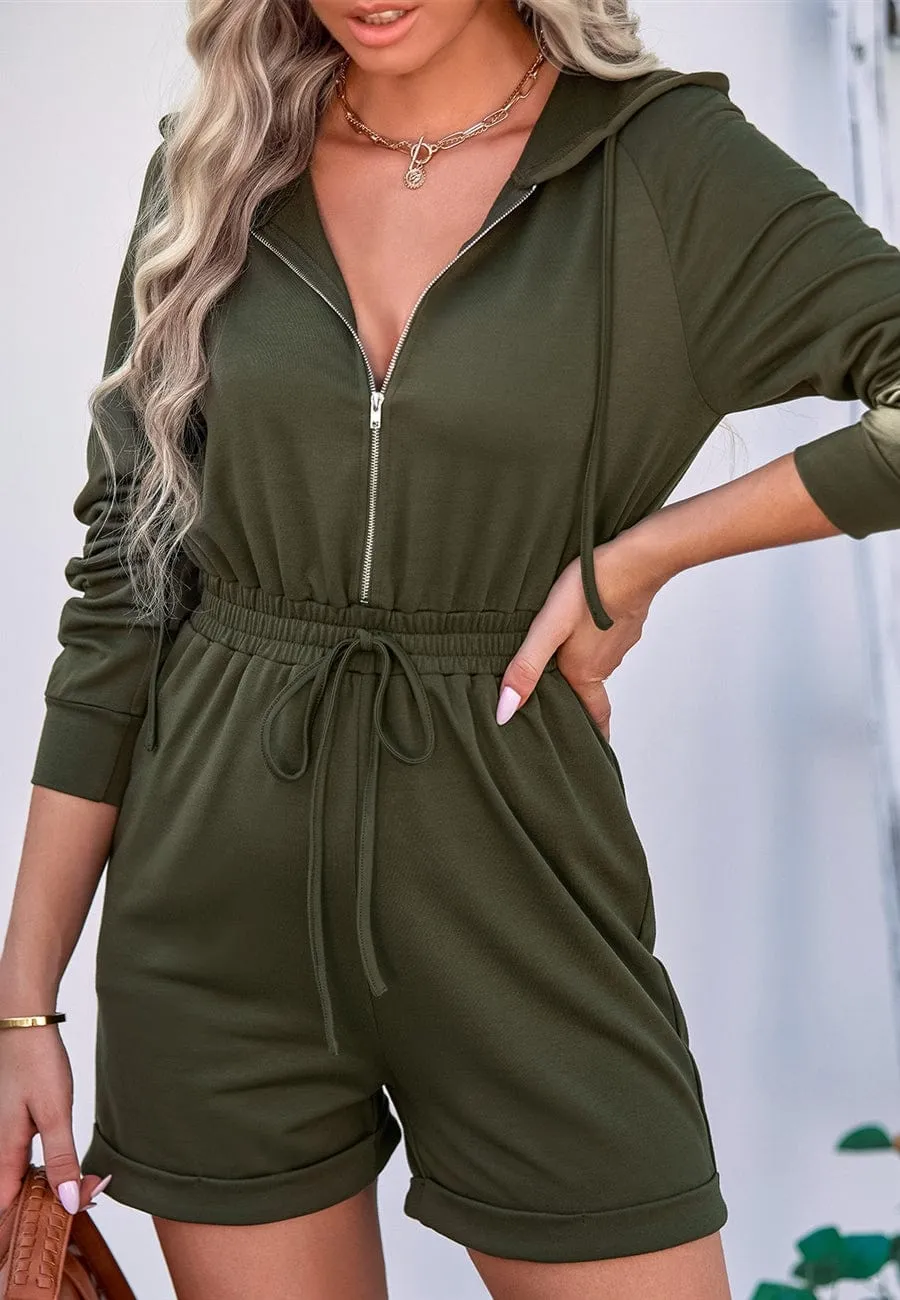 Zip-Up Hooded Playsuit